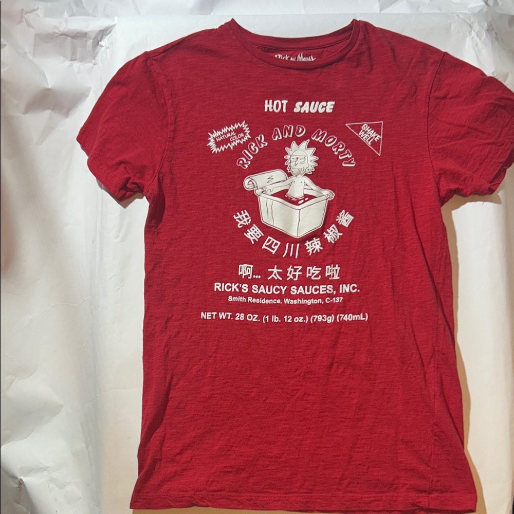 Rick and Morty - Rick’s Saucy Sauces, INC. Red Graphic Tee